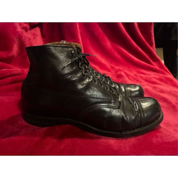 Antique O’Sullivans 1920-30’s Black Leather Tall Boots Sz 9 - Picture 2 of 14